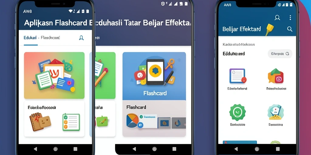Antarmuka aplikasi Flashcard AW8 yang menarik dan interaktif.