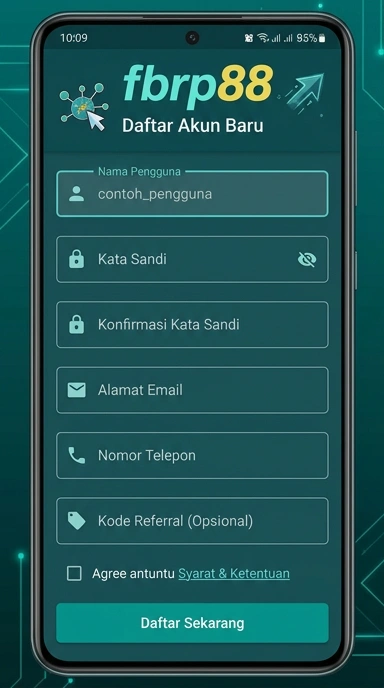 Tampilan halaman daftar fbrp88